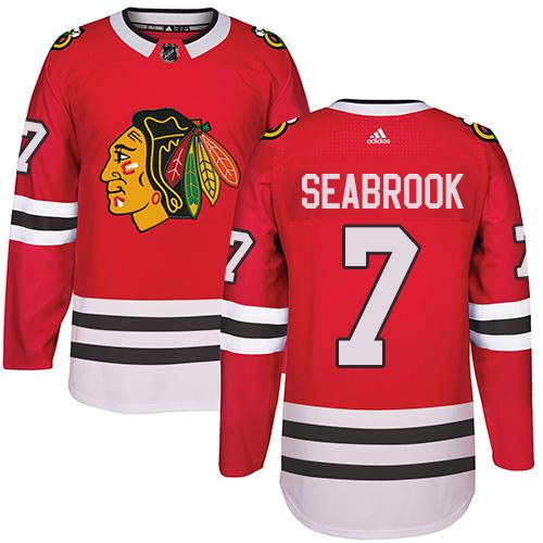  Chicago Blackhawks #7 Brent Seabrook Red Home Authentic Stitched NHL Jersey