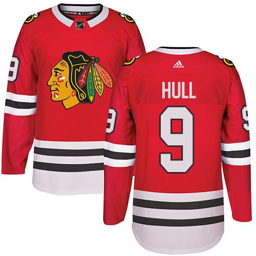  Chicago Blackhawks #9 Bobby Hull Red Home Authentic Stitched NHL Jersey