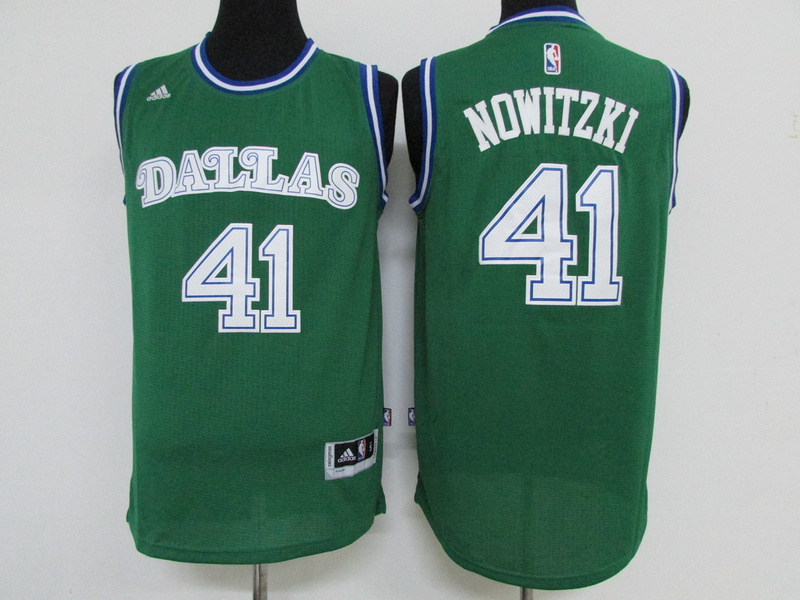  Dallas Mavericks 25 Dirk Nowitzki Revolution 30 Swingman Road Green Jersey