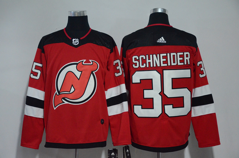  Devils #35 Cory Schneider Red with Black 2017 2018  Hockey Stitched NHL Jersey