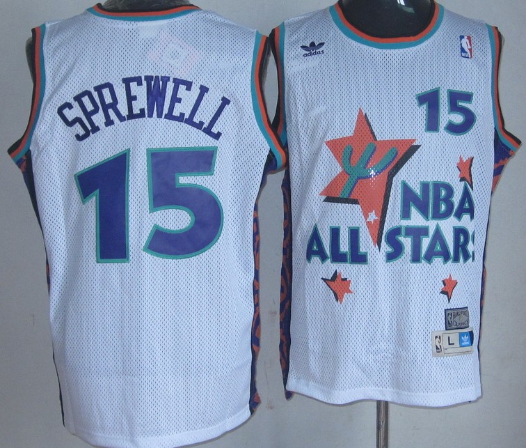  NBA 1995 All Star Golden State Warriors 15 Latrell Sprewell Swingman Throwback White Jersey