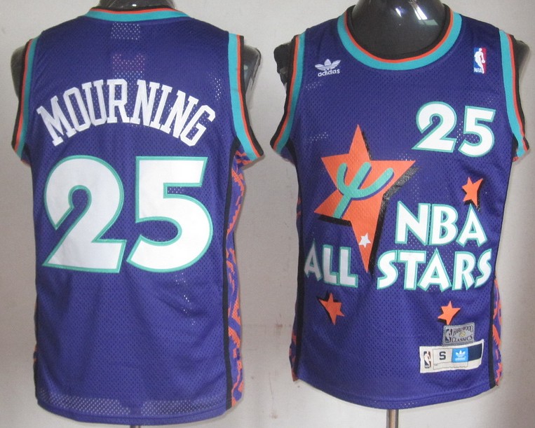  NBA 1995 All Star Miami Heat 33 Alonzo Mourning Swingman Throwback Purple Jersey
