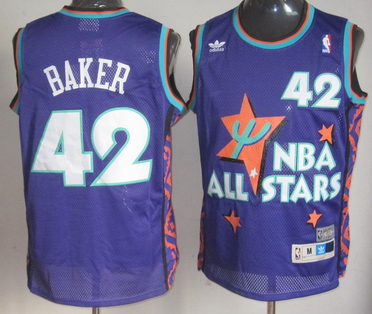  NBA 1995 All Star Milwaukee Bucks 42 Vin Baker Swingman Throwback Purple Jersey