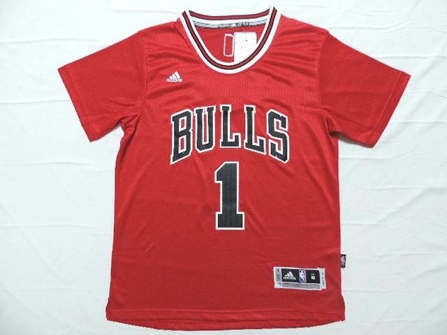  NBA 2014 2015 Chicago Bulls 1 Derrick Rose New Revolution 30 Swingman Red Jersey with Sleeve