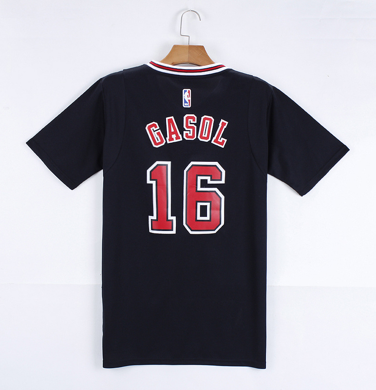  NBA 2014 2015 Chicago Bulls 16 Pau Gasol New Revolution 30 Swingman Black Jersey with Sleeve