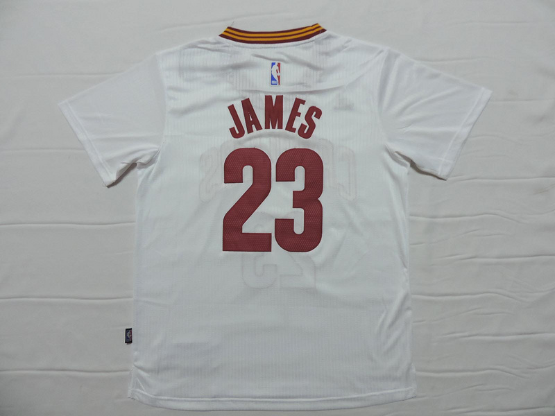  NBA 2014 2015 Cleveland Cavaliers 23 Lebron James New Revolution 30 Swingman White Jerseys with Sleeve
