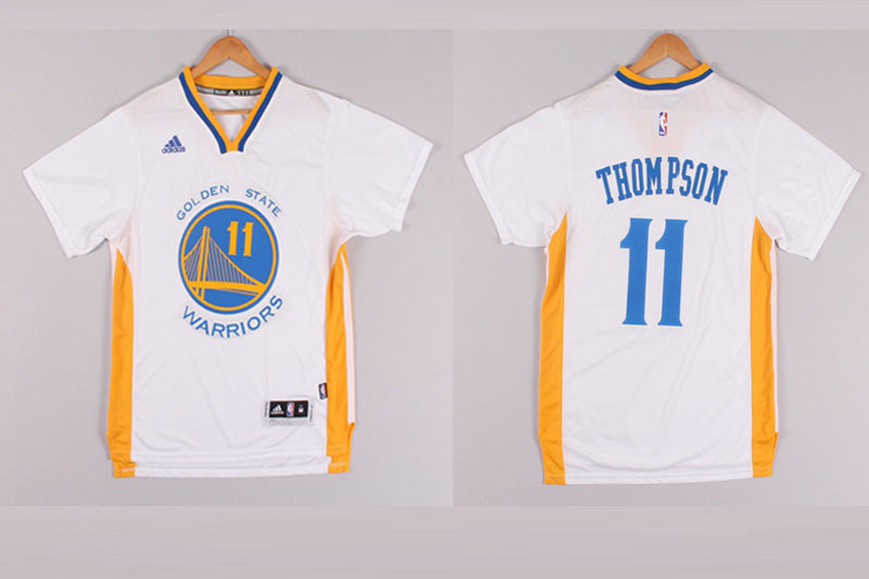  NBA 2014 2015 Golden State Warriors 11 Klay Thompson New Revolution 30 Swingman Black Jerseys with Sleeve