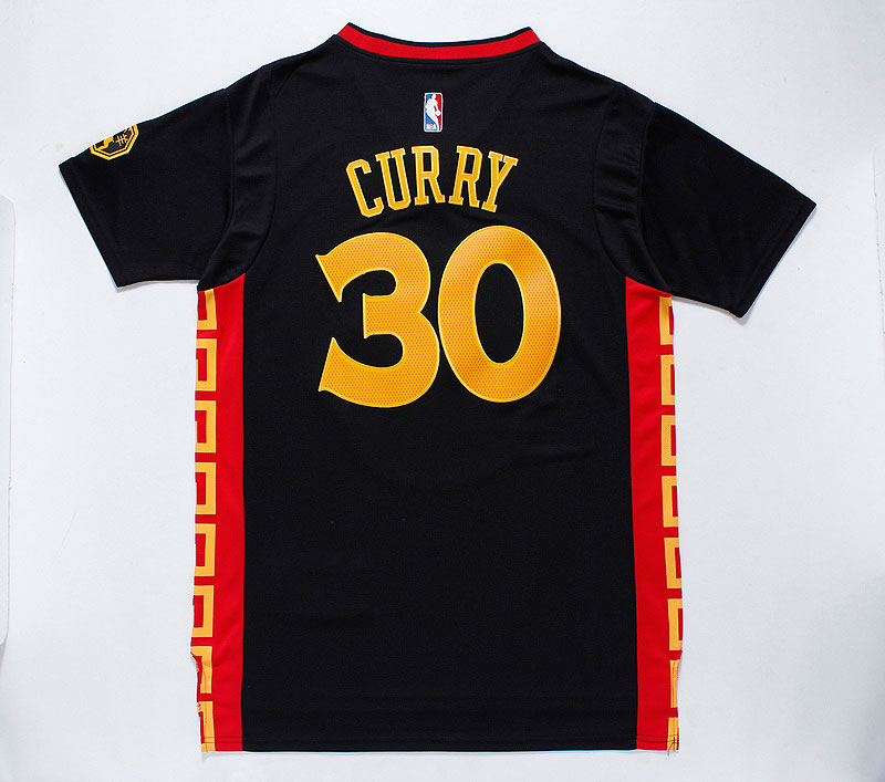  NBA 2014 2015 Golden State Warriors 30 Stephen Curry New Revolution 30 Swingman Black Jersey Sleeve