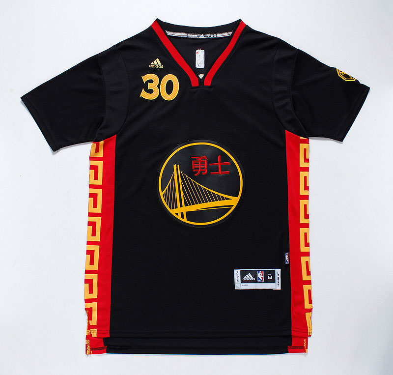  NBA 2014 2015 Golden State Warriors 30 Stephen Curry New Revolution 30 Swingman Black Jerseys Sleeve