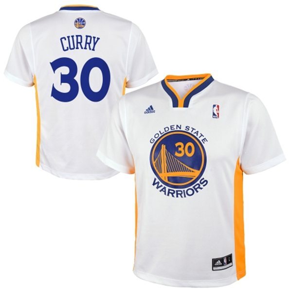  NBA 2014 2015 Golden State Warriors 30 Stephen Curry New Revolution 30 Swingman White Jersey with Sleeve