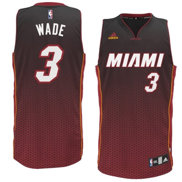  NBA 3 Dwyane Wade Miami Heat Resonate Fashion Swingman Black Red Jersey