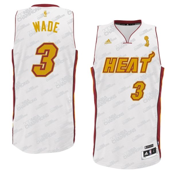  NBA 3 Dwyane Wade Miami Heat Trophy Banner Fashion Swingman White Jersey