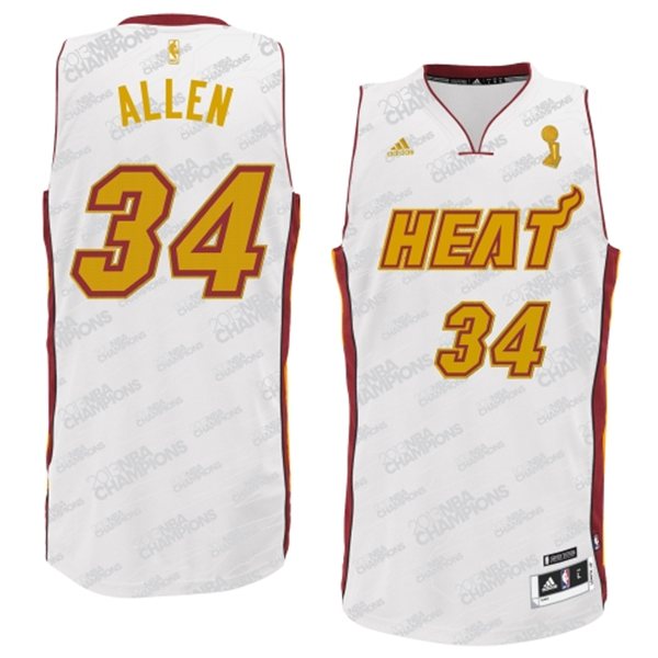  NBA 34 Ray Allen Miami Heat Trophy Banner Fashion Swingman White Jersey