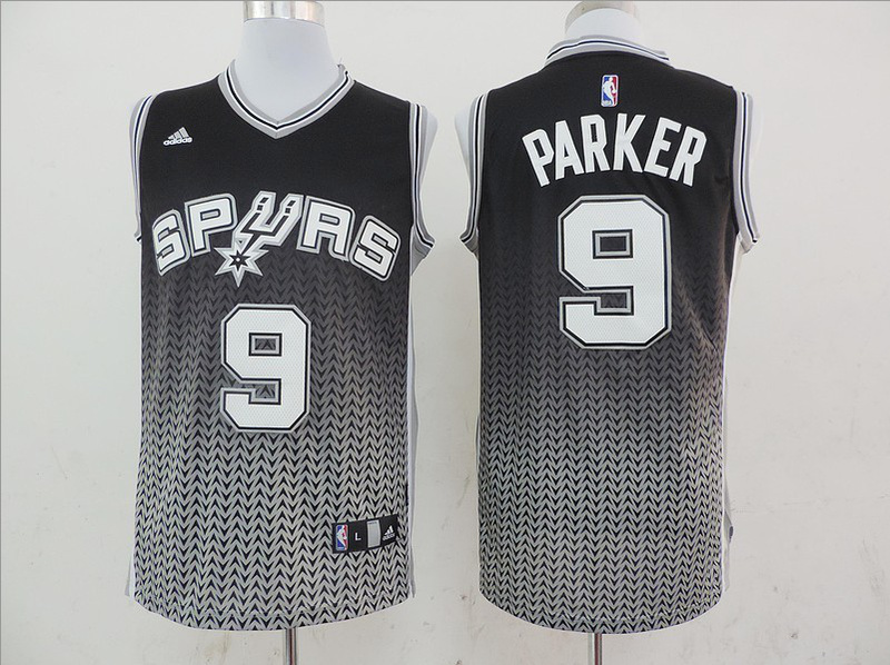  NBA 9 Tony Parker San Antonio Spurs Resonate Fashion Swingman Black Silver Jersey