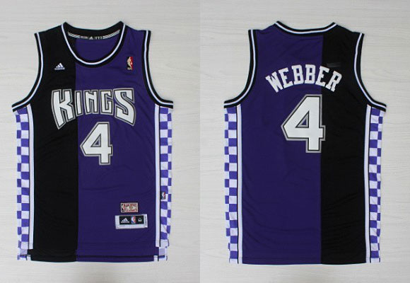  NBA  NBA Sacramento Kings 4 Chirs Webber New Revolution 30 Swingman Split Purple Black Jerseys