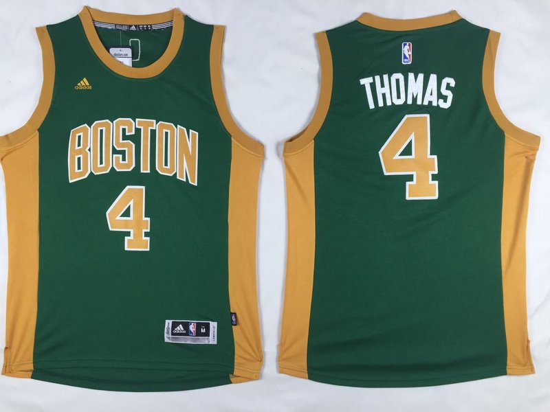  NBA Boston Celtics 4 Isaiah Thomas New Revolution 30 Swingman Green Gold Jersey