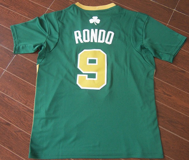  NBA Boston Celtics 9 Rajon Rondo New Revolution 30 Swingman Green Golden Number Jerseys with Sleeve