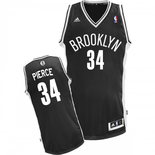  NBA Brooklyn Nets 34 Paul Pierce New Revolution 30 Swingman Road Black Jersey