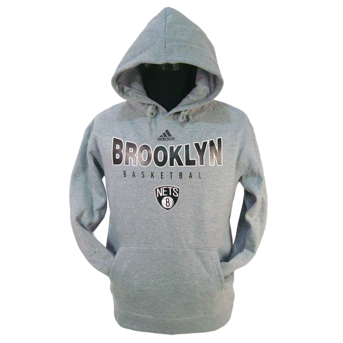  NBA Brooklyn Nets Flocking Gray Hoody