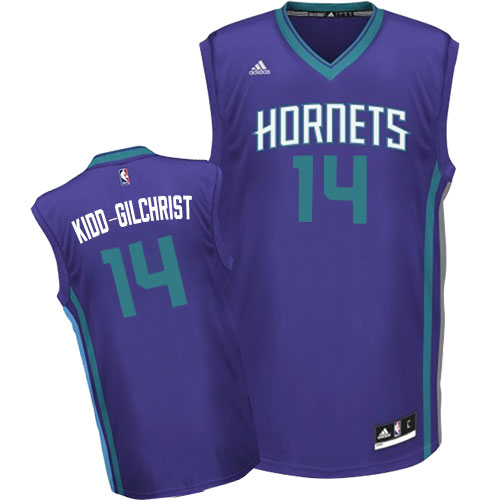  NBA Charlotte Bobcats 14 Michael Kidd Gilchrist New Revolution 30 Swingman Road Dark Purple Jersey