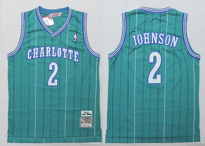  NBA Charlotte Hornets 2 Larry Johnson Throwback Soul Swingman Green Jersey