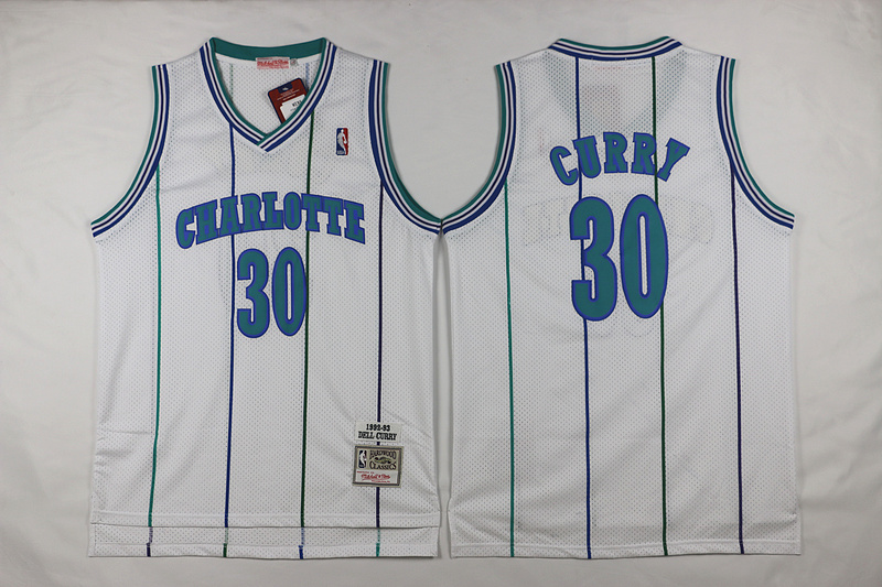  NBA Charlotte Hornets 30 Dell Curry Throwback Soul White Jersey