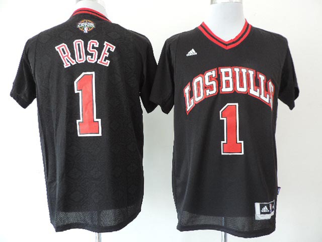  NBA Chicago Bulls 1 Derrick Rose 2014 Noches Enebea Swingman Black Jersey