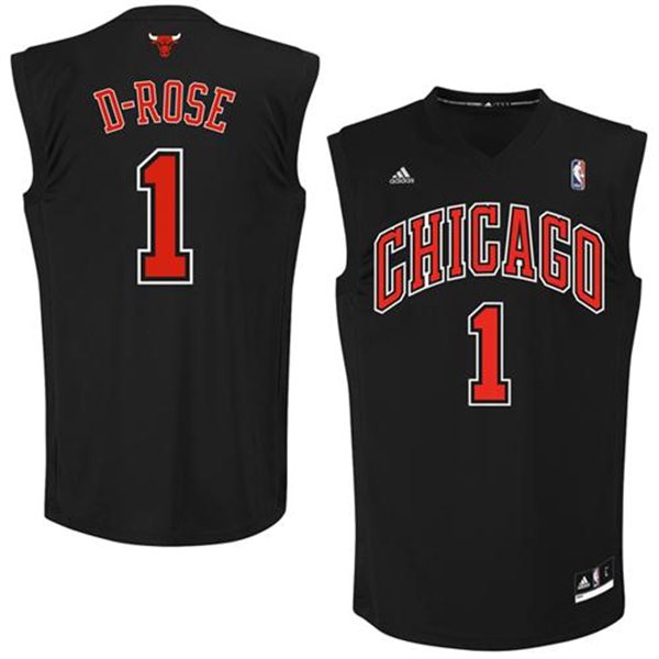  NBA Chicago Bulls 1 Derrick Rose D Rose Nickname Fashion Black Jersey