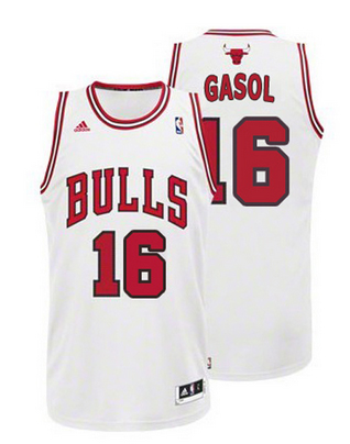  NBA Chicago Bulls 16 Pau Gasol New Revolution 30 Swingman Home White Jersey