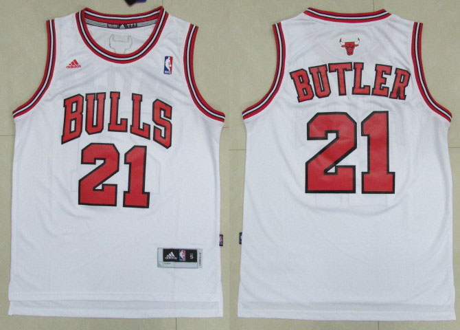  NBA Chicago Bulls 21 Jimmy Butler New Revolution 30 Swingman White Jerseys