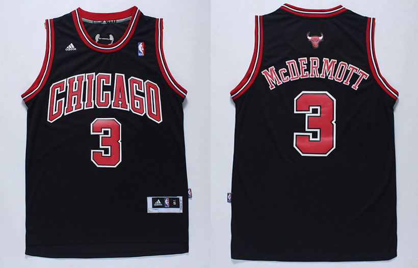  NBA Chicago Bulls 3 Doug McDermott New Revolution 30 Swingman Road Black Jersey