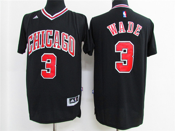  NBA Chicago Bulls 3 Dwyane Wade New Revolution 30 Swingman Black Jersey with Sleeve jersey