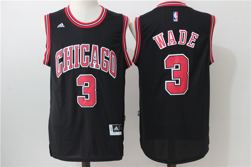  NBA Chicago Bulls 3 Dwyane Wade New Revolution 30 Swingman Black Jersey