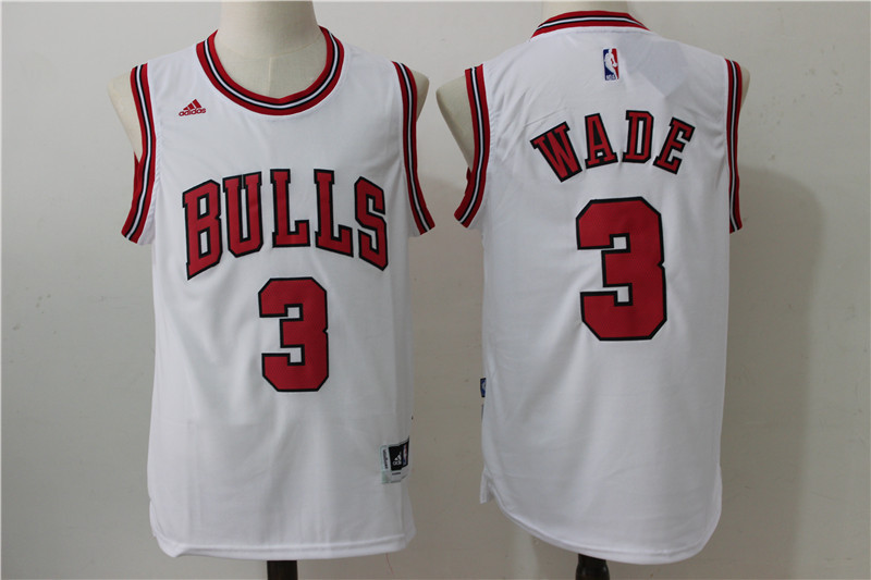  NBA Chicago Bulls 3 Dwyane Wade New Revolution 30 Swingman White Jersey