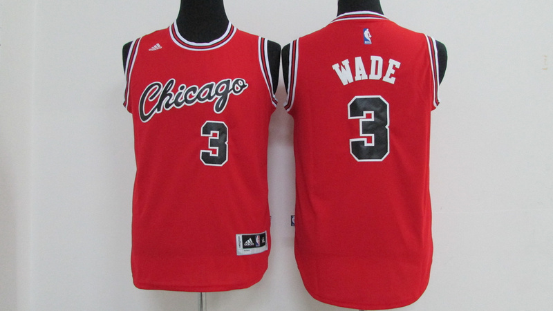  NBA Chicago Bulls 3 Dwyane wade New Revolution 30 Swingman Home Red Youth Jersey