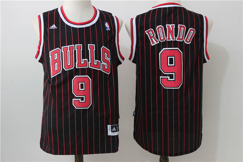  NBA Chicago Bulls 9 Rajon Rondo New Revolution 30 Swingman Black Jerseys