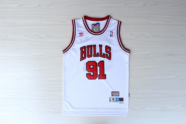  NBA Chicago Bulls 91 Dennis Rodman New Revolution 30 Swingman White Jersey