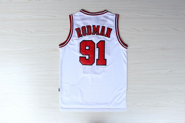 NBA Chicago Bulls 91 Dennis Rodman New Revolution 30 Swingman White Jerseys