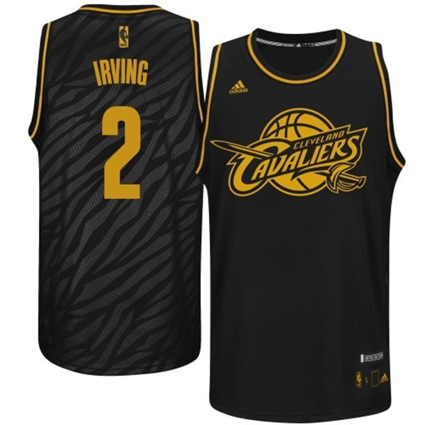  NBA Cleveland Cavaliers 2 Kyrie Irving Static Fashion Swingman Black Gold Jerseys
