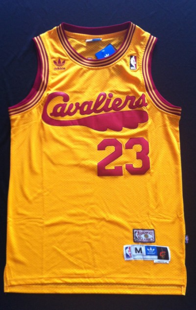  NBA Cleveland Cavaliers 23 Lebron James Swingman Throwback Yellow Jersey