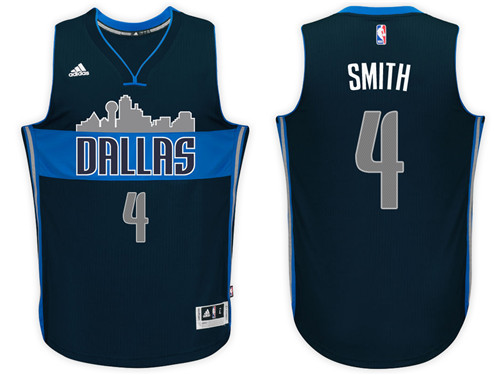  NBA Dallas Mavericks 4 Dennis Smith Revolution 30 Swingman Road Dark Blue Jersey