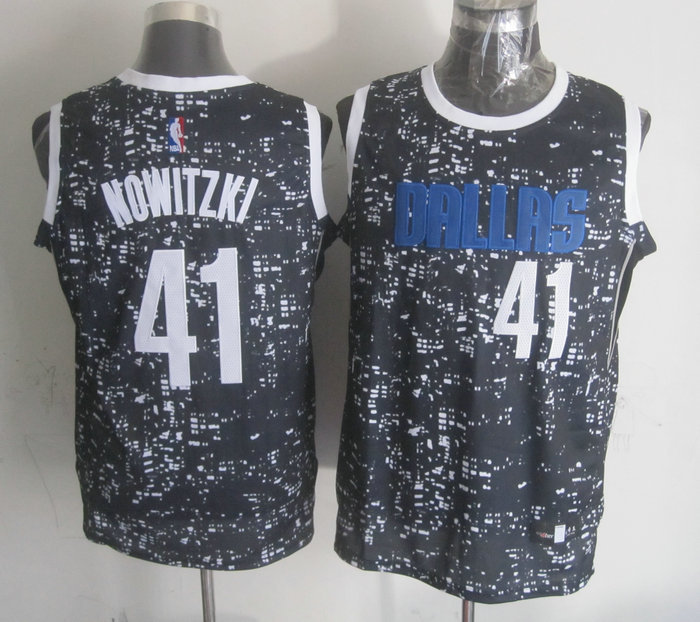  NBA Dallas Mavericks 41 Dirk Nowitzki Black City Luminous Jersey