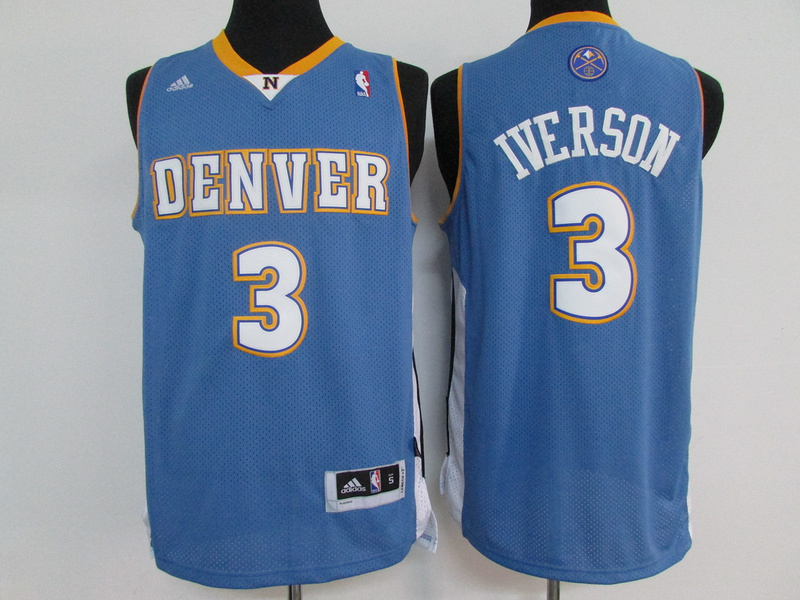  NBA Denver Nuggets 3 Allen Iverson Swingman Throwback Blue Jersey