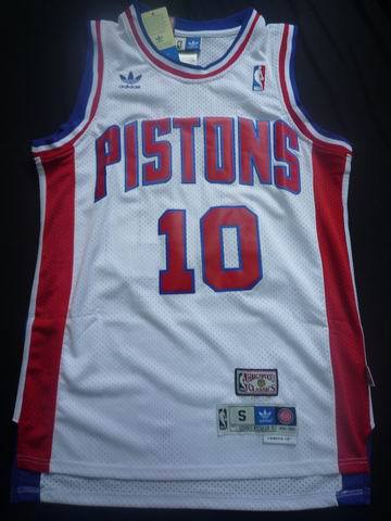  NBA Detroit Pistons 10 Dennis Rodman New Rev30 Swingman Throwback White Jersey