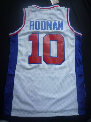 NBA Detroit Pistons 10 Dennis Rodman New Rev30 Swingman Throwback White Jerseys