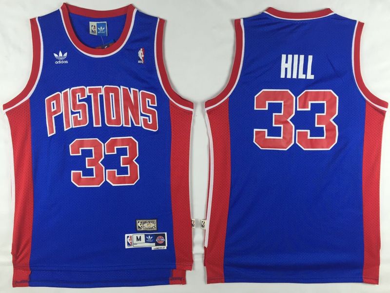  NBA Detroit Pistons 33 Grant Hill  New Rev30 Swingman Throwback Blue Jersey