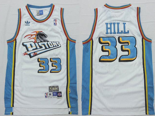  NBA Detroit Pistons 33 Grant Hill Swingman Throwback White Jersey