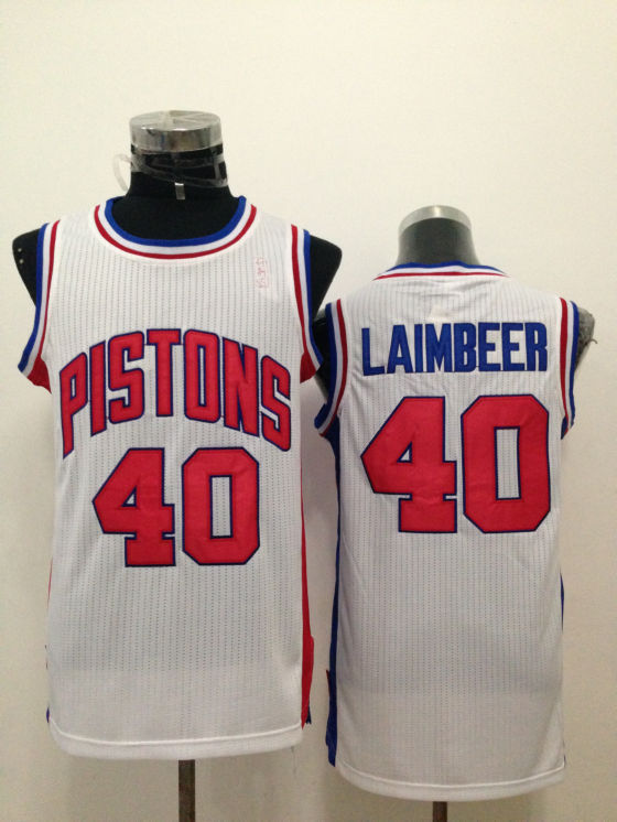  NBA Detroit Pistons 40 Bill Laimbeer Swingman Throwback White Jersey