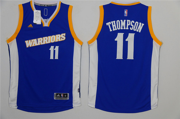  NBA Golden State Warriors 11 Klay Thompson Royal Stretch Crossover Stitched NBA Jersey