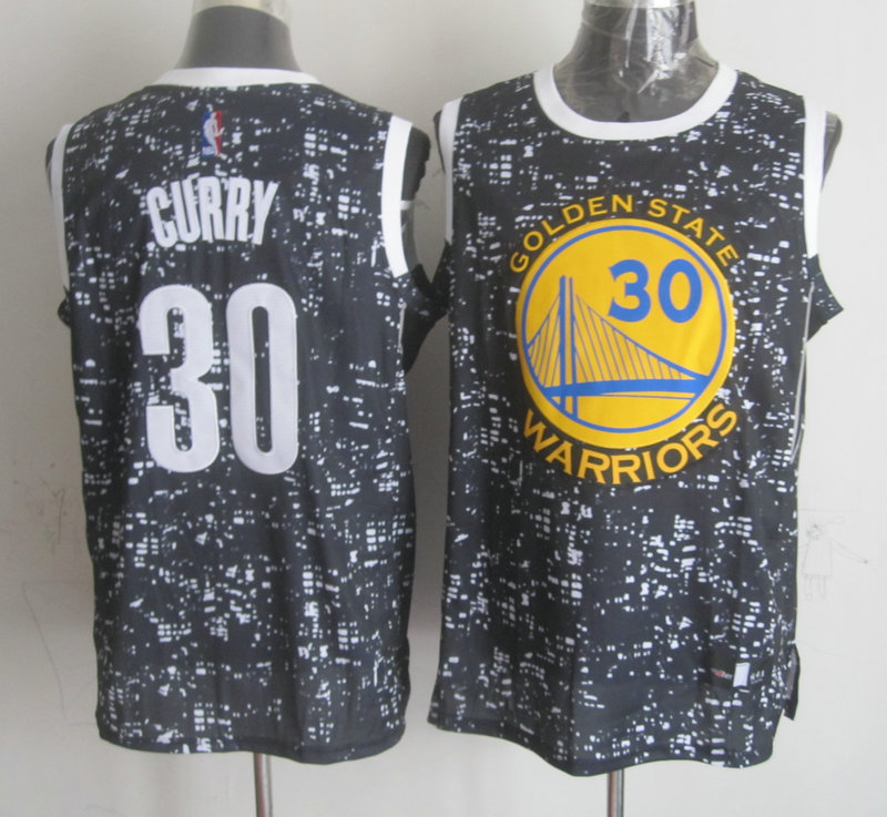  NBA Golden State Warriors 30 Stephen Curry Black City Luminous Jersey
